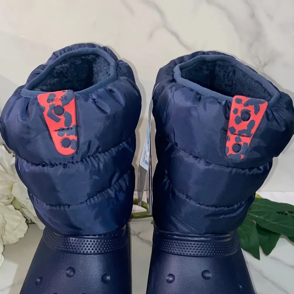 CROCS Classic Neo Puff Boots Kids Navy and Red Snow Boots two sizes available